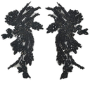2pc ABS Rhinestone Lace Dress Gorgeous Craft Material Sewing Embroidery Accessories Dress DIY Embroidery(Black Right)