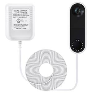 Doorbell Transformer 16-24V Adapter, 16.4ft Long C Wire Power Supply 20VAC 500mA Power Adapter, Compatible with Arlo Eufy Video Doorbell, UL Certification with 50PCS Cable Clips(White)
