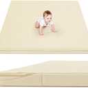 ILPEOD Waterproof Baby Play Mat for Floor 1.3"Thick Memory Foam 50*50 Cushion Playpen Playmat Tummy Time Crawling Mat Nursery Rug Pad Mattress Create Soft & Safe Area for Infants,Toddler,Kids,Beige