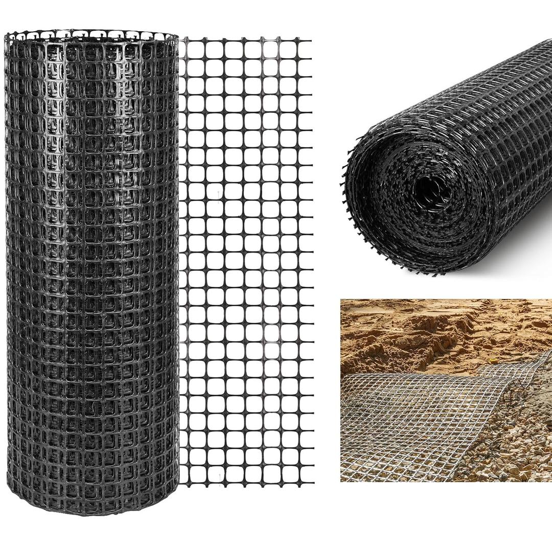 30KN Bi-Directional Polypropylene Geogrid, 1.42in Larger Grid, 3.3ft x 164ft, Ground Stabilizer & Foundation Reinforcement for Driveway, Roadbed, Parking Lot, Retaining Wall & Garden Path