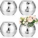Yungyan Disco Ball Flower Vase Planter Large Centerpieces Ice Bucket Plastic Disco Ball Party Champagne Vase for Wedding Table Birthday Party Decoration(4 Pcs,8 Inch)
