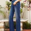 SHEWIN Straight Leg Jeans for Women Trendy High Rise Tapered Flare Jeans Stretchy Wide Leg Ankle Denim Pants with Pockets (4, Dark Blue)