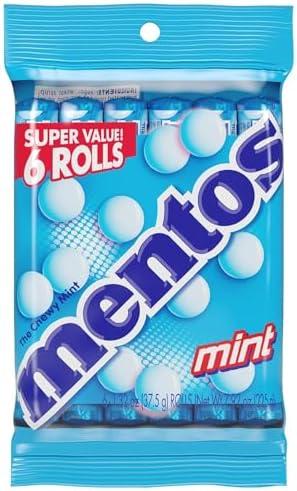 Mentos Chewy Mint Candy Roll, Mint, 14 Pieces Per Roll, 6 Count Party Pack, Set of 2