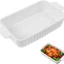 27 Oz Baking Dish, 9x5 Casserole Dishes for Oven, Rectangle Lasagna Pan Deep with Handle, Ceramic Baking Dish, White Bakeware for Casseroles, Lasagna, Cake, Holiday Wedding Housewarming Gift