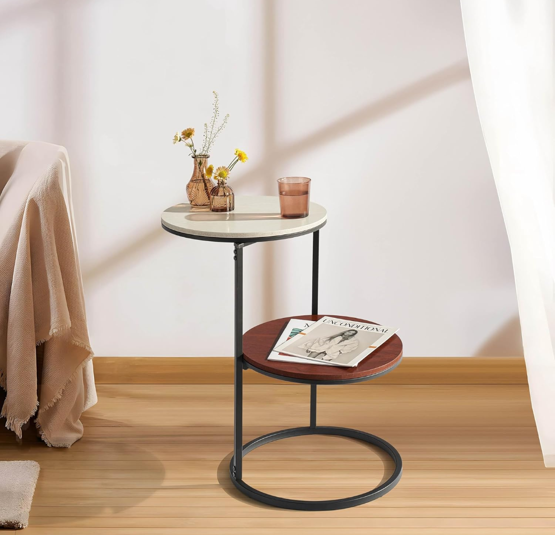 Round Side Table, Modern End Tables Living Room Furniture, Wood Nightstand Small Bedside Table, Unique Accent Tables Bedroom Furniture, Farmhouse Small Couch Side Table, Modern End Table Kids Room