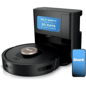 Shark AV2501AE AI Robot Vacuum with XL HEPA Self-Empty Base, Bagless, 60-Day Capacity, LIDAR Navigation, Perfect for Pet Hair, Compatible with Alexa, Wi-Fi Connected, Carpet & Hard Floor, Black