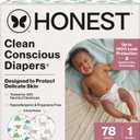 The Honest Company Comfort Dry Disposable Daytime Diapers for Sensitive Skin, Hypoallergenic, All the Alpacas + Turtle Time, Club Box Size 1 (8-14 lbs) 78 Count