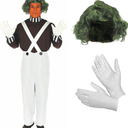 fun shack Mens Chocolate Factory Worker Costume, Chocolate Factory Costume, Candy Costume Adult Men, Movie Character Costumes, L