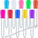 HiMo 10 Pack Liquid Pipettes Droppers Silicone 5ml Clear Medicine Eye Dropper for Kids with Bulb Tip & Clean Brush for Candy Mold, Gummy Bear, Gelatin Maker, Oil Science, Crafts Projects (10 Colors)