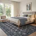 EIEIHOUSE Washable 10x14 Area Rugs for Living Room Navy Blue