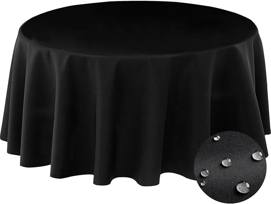 BYDOLL Table Cloth Round 70 Inch Tablecloth Fits Max60 Inch Diameter Top,Black Washable Outdoor Winkle and Stain Resistant Spillproof Polyester Tablecloths for Round Tables Party Cover