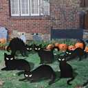 6 Pack Halloween Black Cat Yard Signs with Glowing Eye Stickers  Large Scary Cat Silhouette Decorations for Outdoor Lawn, Fence, Garden, Haunted House, Halloween Party Decor