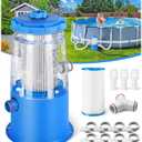 KimFilter Transparent 1000 GPH Above Ground Pool Filter Pump – Easy Cartridge Status Viewing | Powerful Pool Cartridge Filter Pump System | Enhanced Circulation & Filtration for Clear Water - Sky Blue