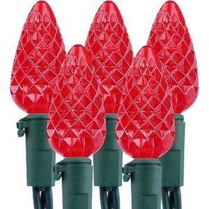 Brizled Upgraded Faceted C5 LED Red Christmas Lights, 100 LED 33ft Christmas tree Lights, 120V UL Certified Christmas Lights Set Connectable for Xmas Patio Party Roof Holiday Indoor Outdoor Decoration