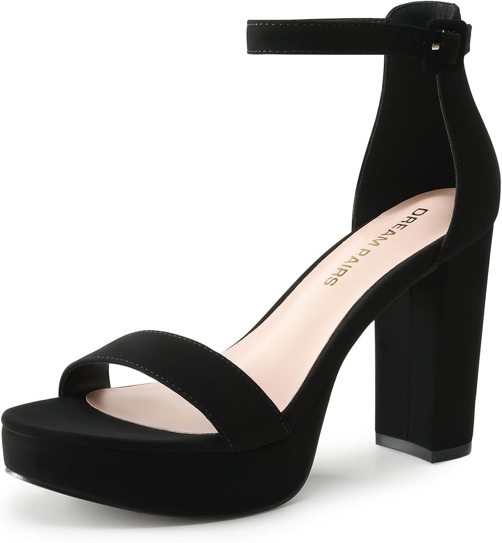 DREAM PAIRS Women's Platform Chunky High Heeled Sandals Open Toe Block Heels Ankle Strap Dress Shoes for Wedding Party Evening, Black, Size 6