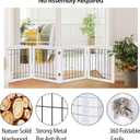 LZRS 4-Panel Extra-Wide Wooden Freestanding Dog Gate: Foldable Solid Wood and Steel Wire Chew Resistant Safety Barrier for Doorways, Stairs, and Large Open Spaces Indoor Use, White