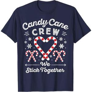 Christmas Candy Cane Heart Holiday Family Matching Pajama PJ T-Shirt M, Navy Blue