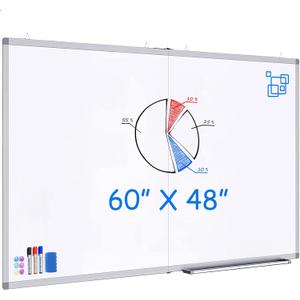 White Board Dry Erase 60x48, Large Magnetic Whiteboard Maxtek Dry Erase Boards for Wall, Aluminum Presentation Wall-Mounted Marker Board with a Long Pen Tray for School, Classroom, Office & Home