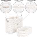 Boho Toilet Paper Storage Baskets, Cotton Rope Woven Bathroom Basket Set of 1, Standing Toilet Paper Holder for 6 Mega Rolls,Storage Bins for Toilet Tank Top, Bathroom Organizer Decor (White 1 Pack)