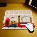 London Gaming Mouse Pad Famous Britain Landmarks Monuments Art Pattern Touristic Travel Destination Non-Slip Rubber Mouse Pad for Computers, Laptop, Office 9.5 Inch x 7.9 Inch