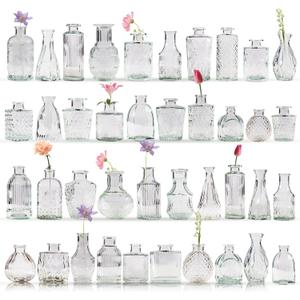 40 Pcs Bud Vase Set, Vases for Centerpieces, Cute Glass Bud Vases in Bulk, Small Vases for Flowers, Clear Vase Set for Wedding Decorations, Home Table Flower Decor