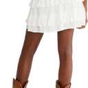 AEROPOSTALE Women's Tiered Mini Skort (White, XXL)
