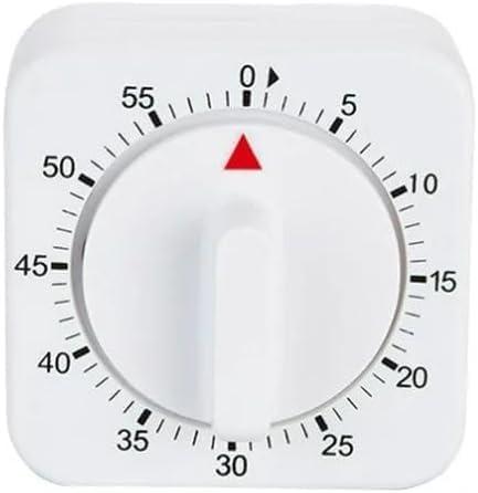 White Timer Clock Square 60-Minute Mechanical Kitchen Timer Wind up Timer Visual Cooking Clock with Loud Alarm No Batteries Required Ideal for Cooking Baking and Kitchen Thermometers and Timers