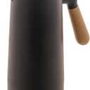 WOLFF - Thermal Coffee Carafe - 34oz / 1L Insulated Plastic Exterior Carafe for Hot or Cold Drinks - Leakproof Coffee and Tea Dispenser with Wood-like Handle and Glass Liner - Black, 34floz/1L