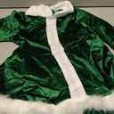 Kid Little Girls Christmas Outfit Santa Claus Velvet Lapel Long Sleeve Dress Princess Party Layered Dresses with Belt (Green, 3-4 Years)