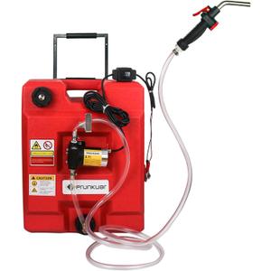 12.5 Gallon Portable Fuel Caddy Gas Storage Tank Container with 12V DC Automatic Gasoline Fuel Transfer Pump with Forward and Reverse Pumping, Portable Liquid Pump for Gasoline, Diesel, Kerosene & More