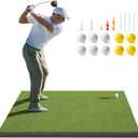 Golfguru Golf Mat, 5x4ft/5x5ft Dense Elite Golf Hitting Mats Practice with 10 Balls, 9 Tees, Heavy Duty Artificial Hitting Training Matt for Backyard Driving Chipping Indoor Outdoor Simulators