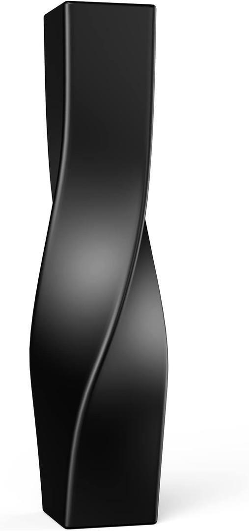 Tall Vase On Floor, 16.34" Twisted Geometric Flower Vase for Home, Living Room, Flower Centerpieces, Shelf, Table, Decor, Creative Unique Decorative Vases (Black)