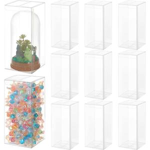 BENECREAT 15Pcs Clear PVC Gift Box, 3.15x3.15x7.08 Inch Transparent Favor Boxes with Film, Rectangle Clear Plastic Candy box for Christmas, Wedding, Party, Birthdays Favors