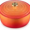 Le Creuset Enameled Cast Iron Signature Round Dutch Oven, 7.25 qt., Flamme Doree with Crucible Knob