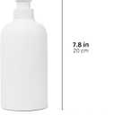 Matte White Round Soap Dispenser for Kitchen & Bathroom 15 oz Refillable Resin Pump Bottle for Dish Soap, Hand Soap, Shampoo, Conditioner Modern Countertop Dispenser with Non-Slip Protective Pads