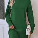 HUUSA Winter Dresses for Women 2025 Fall Puff Long Sleeve Sweaters Loose Mock Neck Outfits Sexy Mini Dress Going Out (Green, M)