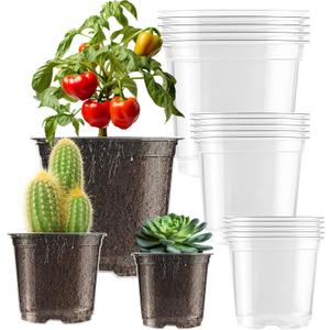 Clear Nursery Pots for Plants, 3.5/4/5 inch Plastic Plant Flower Pot with Drainage Holes High Transparency Seedling Planter for Seed Starter (15PCS)