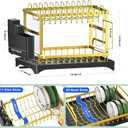 Dish Drying Rack Gold, Multifunctional Dish Racks for Kitchen Counter with Drainboard 2 Tier Dish Drainer Large Capacity for Knifes/Cup/Cutting Board
