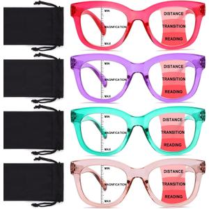 Progressive Multifocus Reading Glasses for Women Men Blue Light Blocking Computer No Line Multifocal Readers