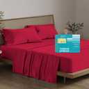 THREAD SPREAD 100% Egyptian Cotton Sheets Queen Size Bed Set - 4 PC 800 High Thread Count Egyptian Cotton Queen Sheet Set (Red), Soft, Cooling, 16" Deep Pocket Sateen Weave Luxury Hotel Bedsheet