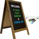 Large Sturdy Handcrafted 40" x 20" Wooden A-Frame Chalkboard Display / 4 Liquid Chalk Markers & Stencil Set/Sidewalk Chalkboard Sign Sandwich Board/Chalk Board Standing Sign (Rustic)