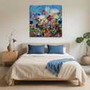 Diathou Art Hand-painted canvas wall decoration oil painting, modern style flower painting, suitable for wall artworks in bedrooms, bathrooms and offices. 24x24 inches