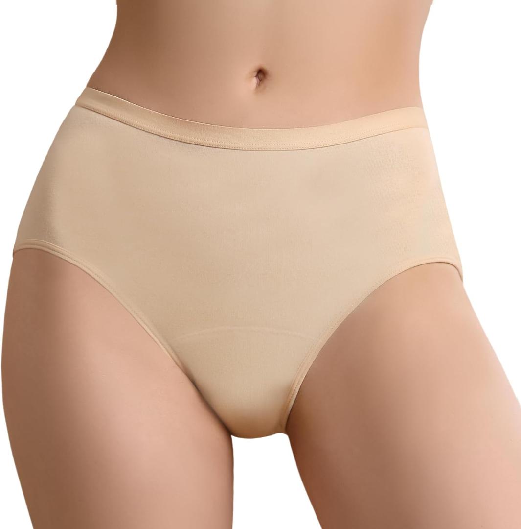 Absorbent Incontinence Underwear for Women Washable Urinary Leak Proof Brief Cotton 56 ML for Maternity Postpartum (Beige XXL)