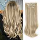 ALXNAN Clip in Hair Extensions - Thick Long Straight Layered Hair Extensions, Dirty Blonde Mixed Bleach Blonde, 20 Inch Soft Lace Weft
