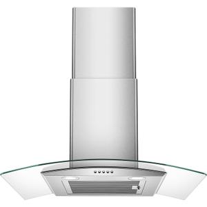 Range Hood 30 Inch, Tieasy Wall Mount Kitchen Hood with Ducted/Ductless Convertible Duct, Stainless Steel Chimney and Baffle Filter, 3-Speed Push Button, LED Lights