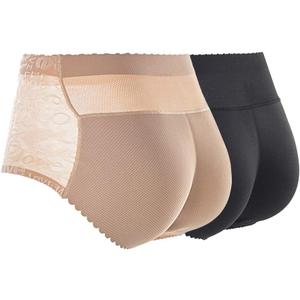 2 Pack Hip Enhancer Butt Lifted Underwear Seamless Fake Padded Briefs Shapewear Pantie Body Shorts for Women Ladies (Large, Black+beige)
