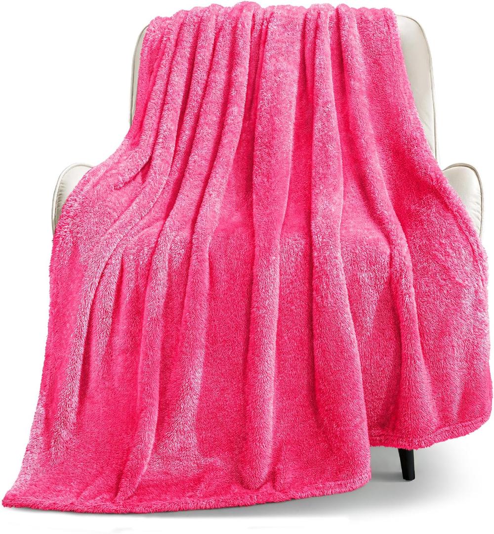 Whale Flotilla Extra Large Hot Pink Throw Blanket for Couch, Decorative Soft Warm Fleece Bed Blankets, Plush Fluffy Thick Sofa Throws for All Season, 50x70 Inch
