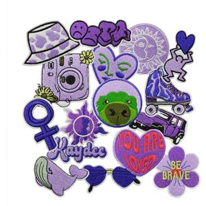 16PCS Kawaii Purple Cartoon Iron On Patches, Cute Decor Patches for Backpacks Aesthetics AppliquesEmbroidered Beach Hawaiian Sew On/Iron on Patches for Backpacks,Jeans,Jackets,Clothes DIY Craft (1.2-2.8 inches)