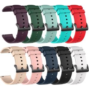 FitTurn [10-Pack] Compatible with Cubitt Aura/Aura Pro/CT2 Pro/CT4/Viva Pro/Viva Smartwatch Strap, 22mm Soft Silicone Glossy Replacement Wristband Sport Band Bracelet for Aura/Aura pro, for Men/Women