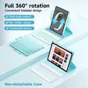Keyboard Case for iPad 9.7 inch 5th 6th Generation,360 Rotatable iPad Air 2 Keyboard Case with Pencil Holder(2018/2017/2014),7 Color Backlit Bluetooth Keyboard Smart Folio Tablet Cover (Lake Blue)